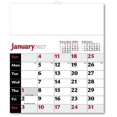 Red & Black Headboard Calendar
