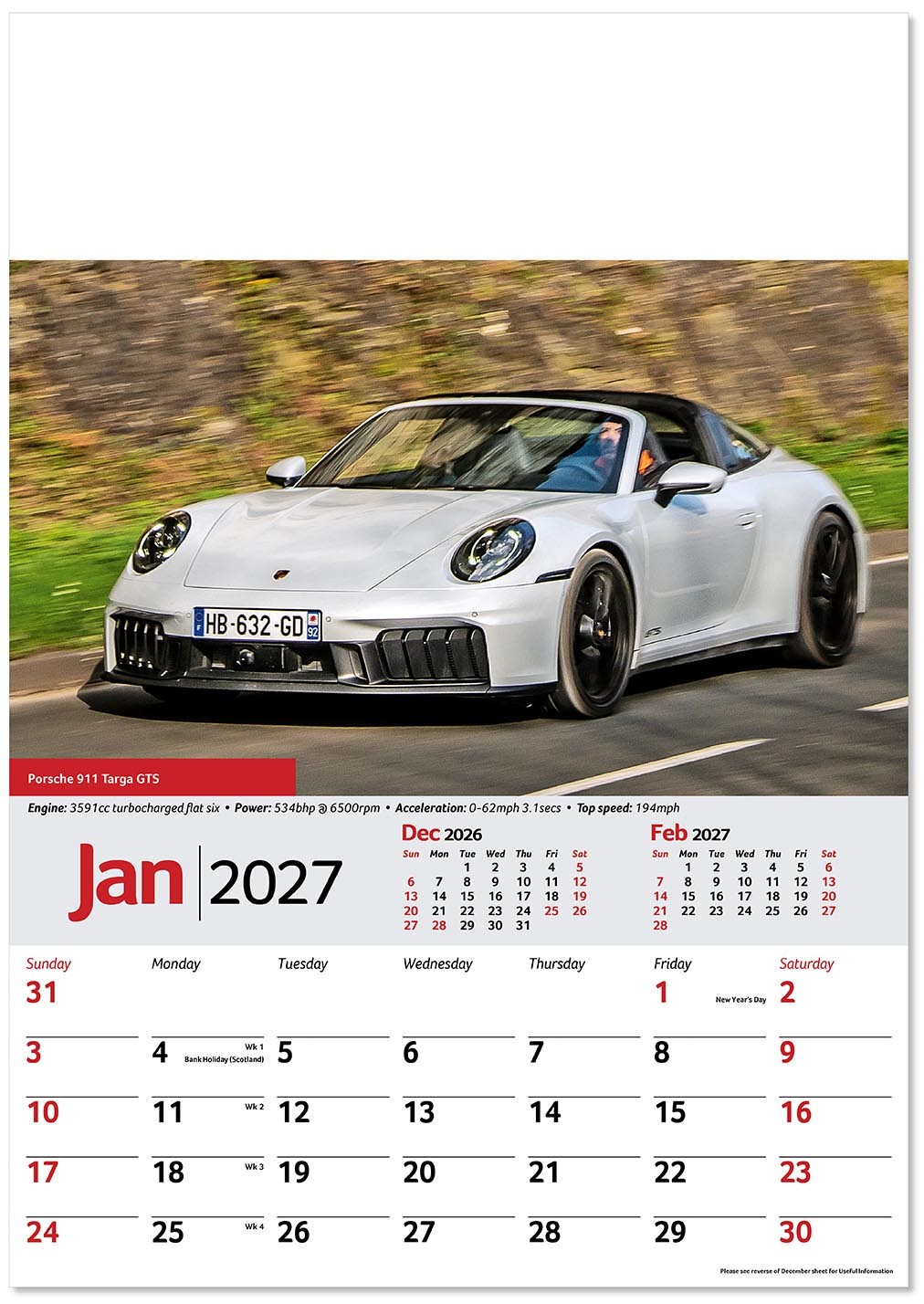 Performance Cars Wall Calendar