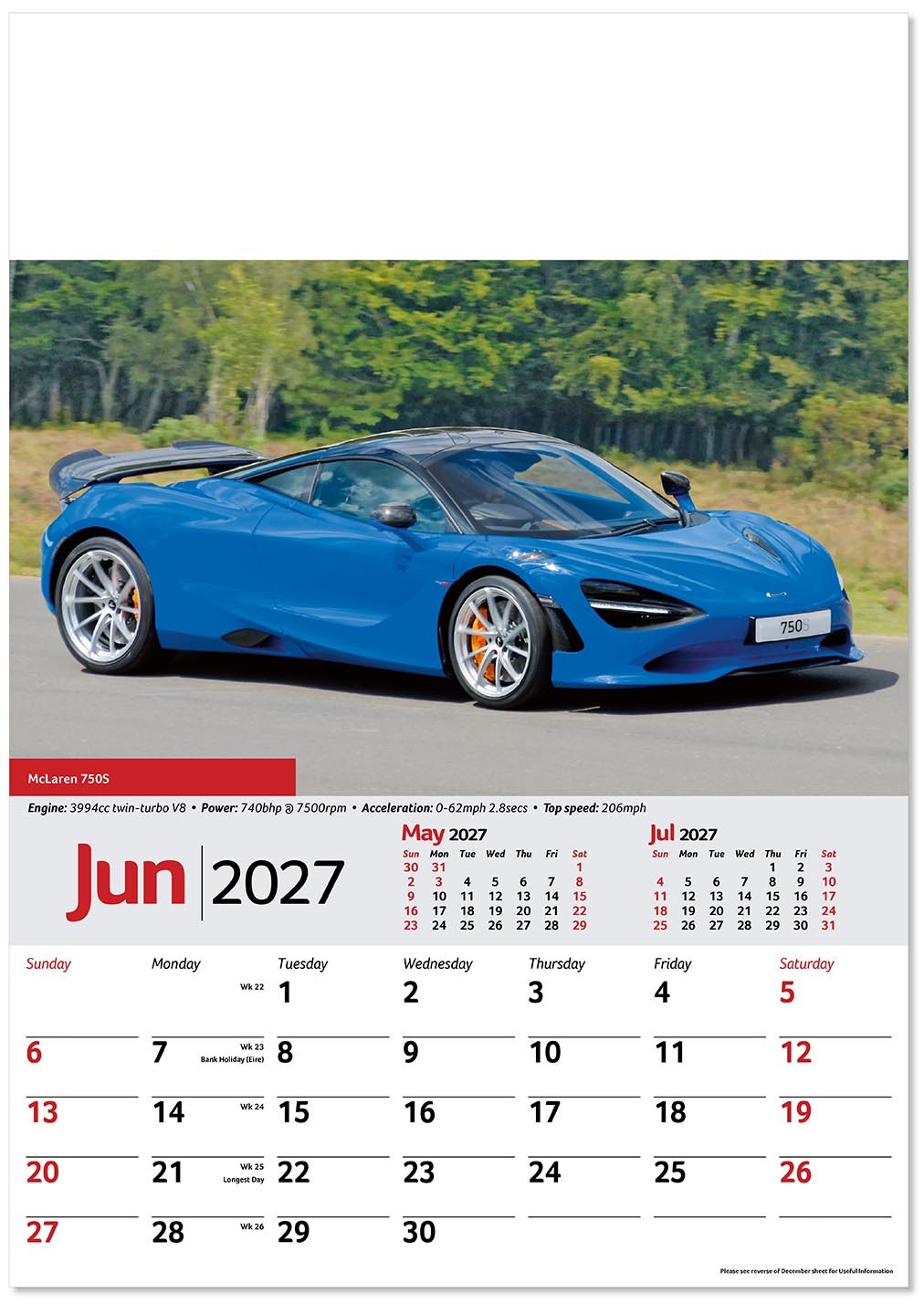 Performance Cars Wall Calendar