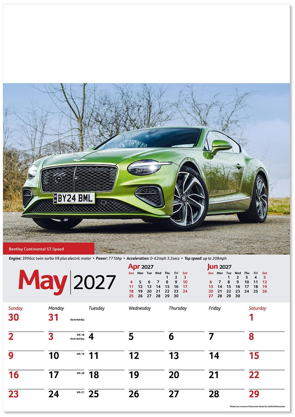 Performance Cars Wall Calendar