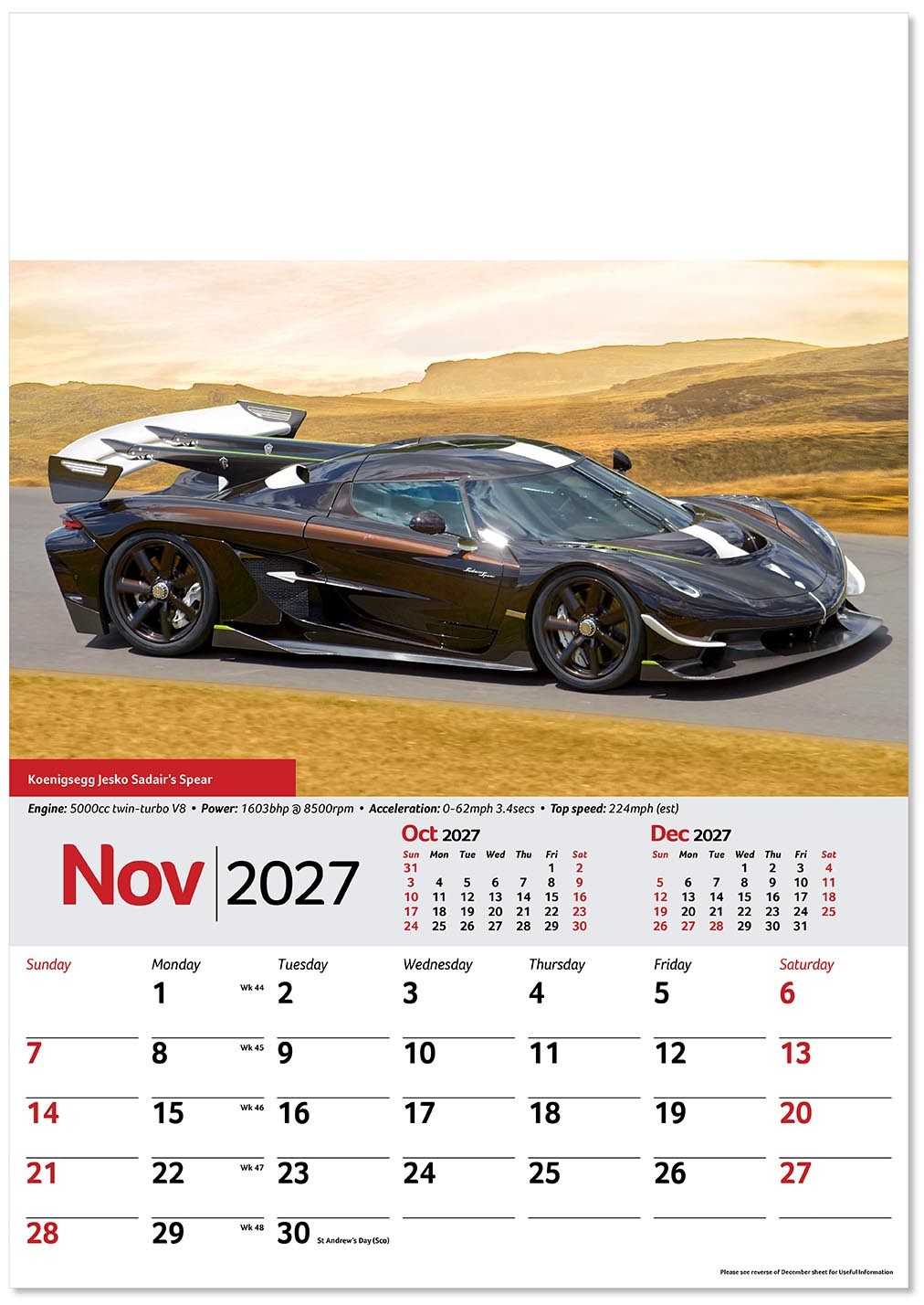 Performance Cars Wall Calendar